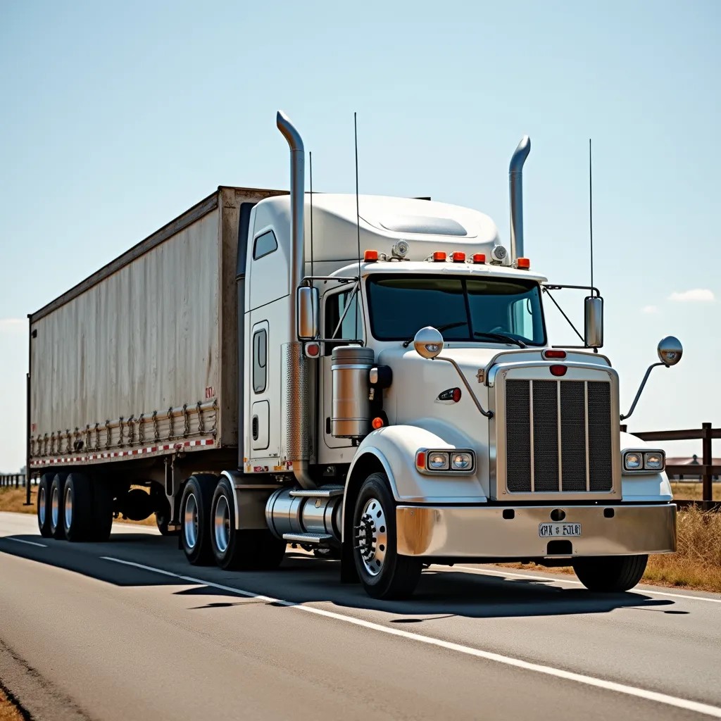 a tractor-trailer on a narrow road
