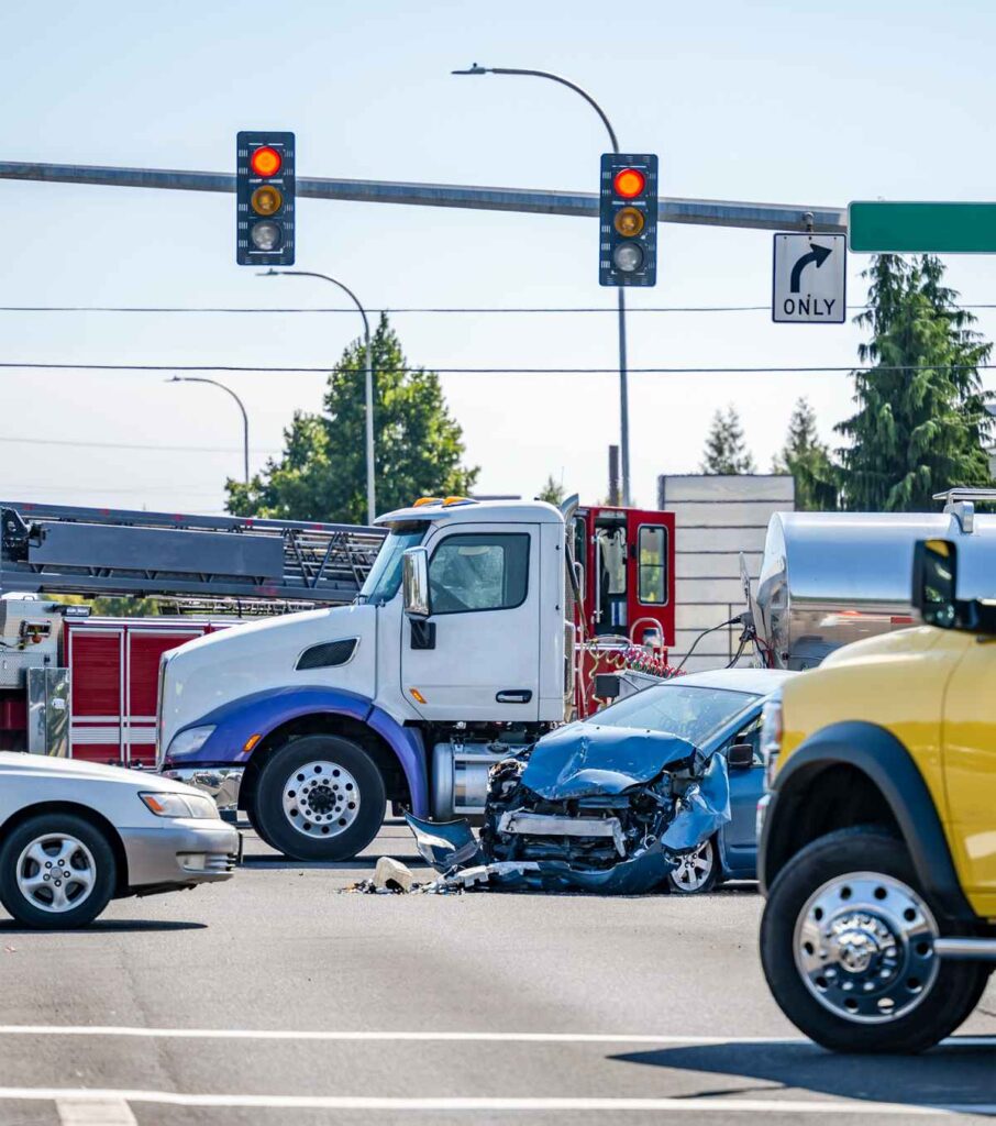 car involved in accident with a truck