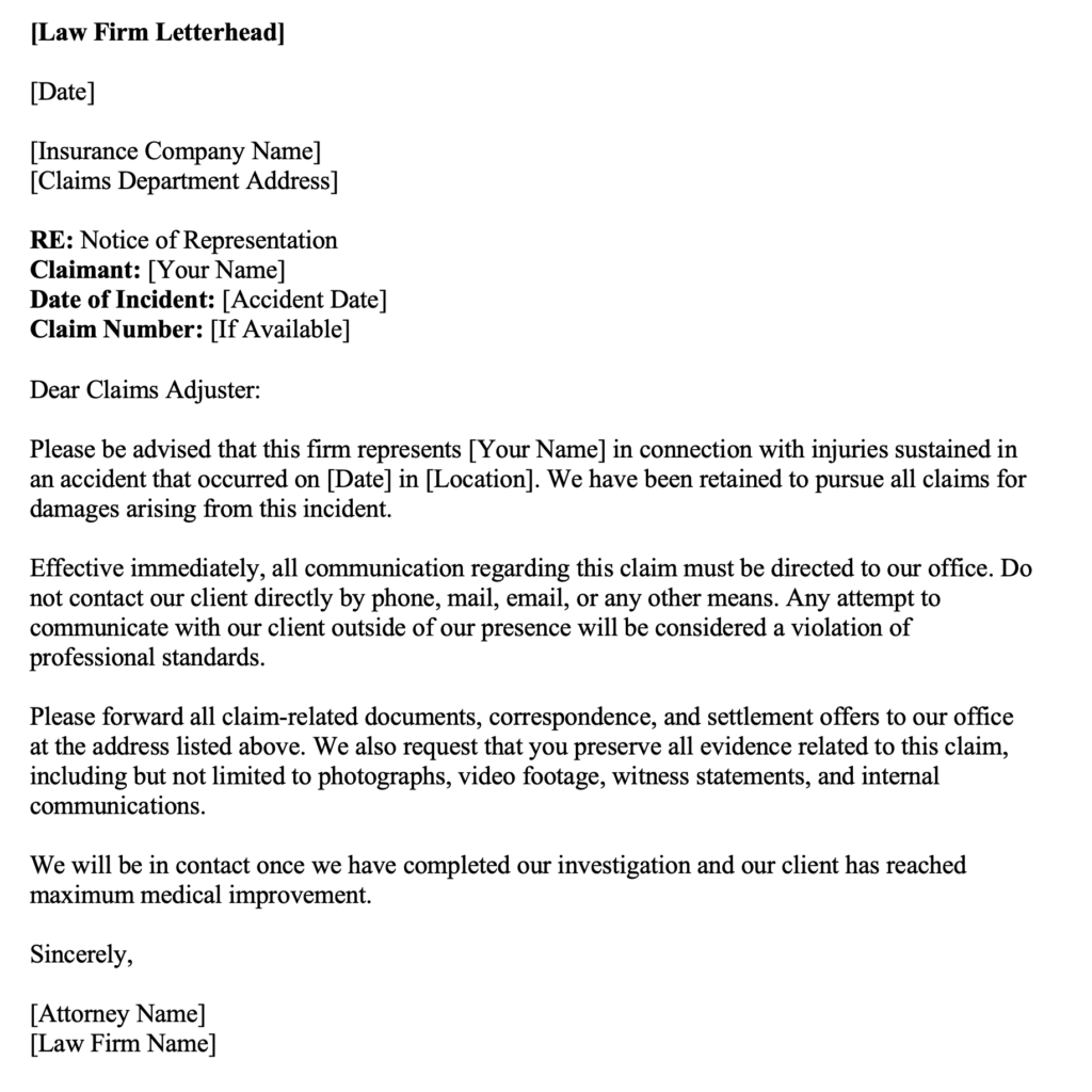 sample letter of representation